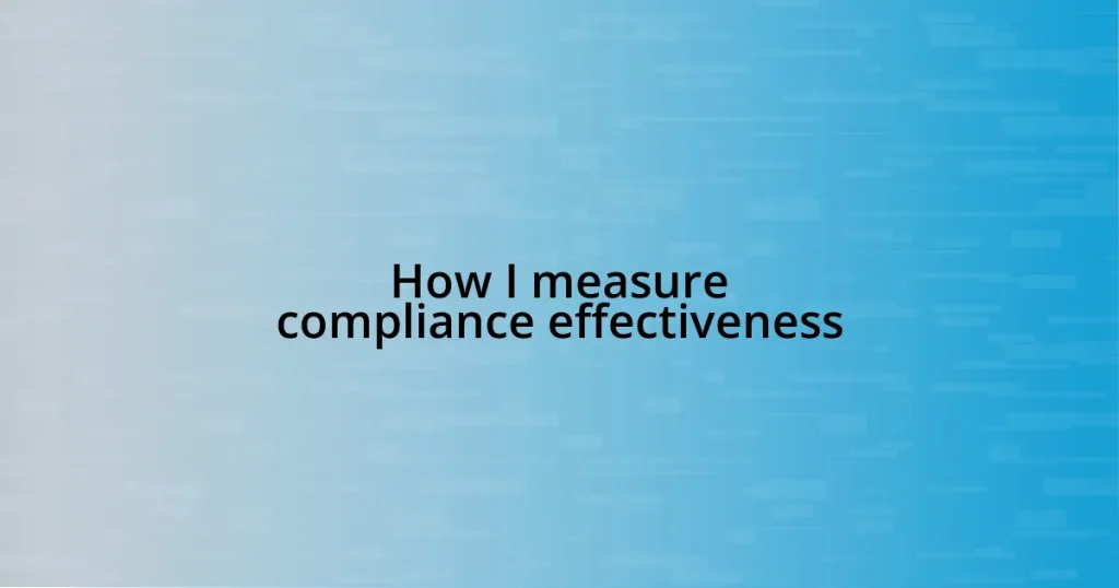 How I measure compliance effectiveness