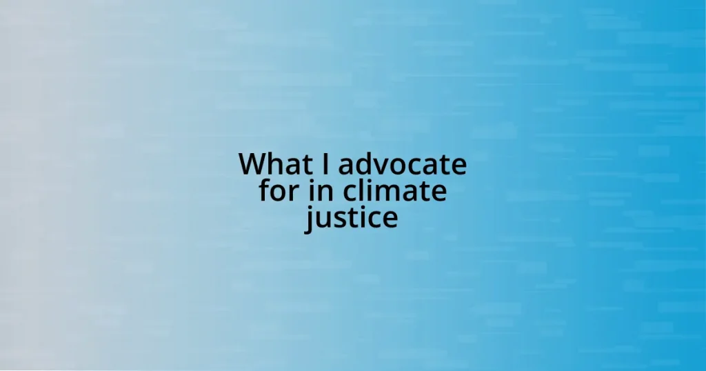 What I advocate for in climate justice