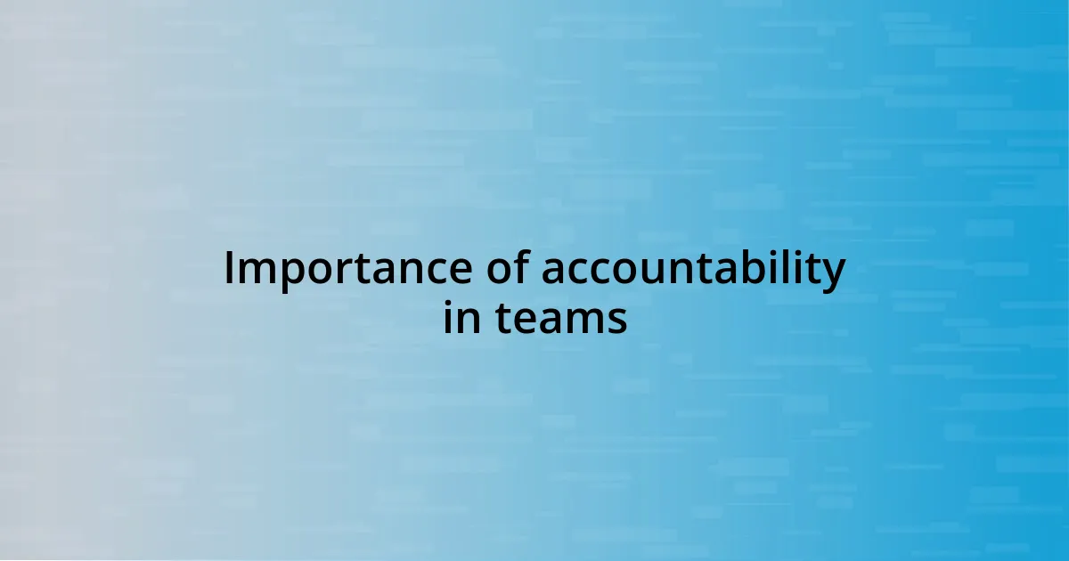 Importance of accountability in teams