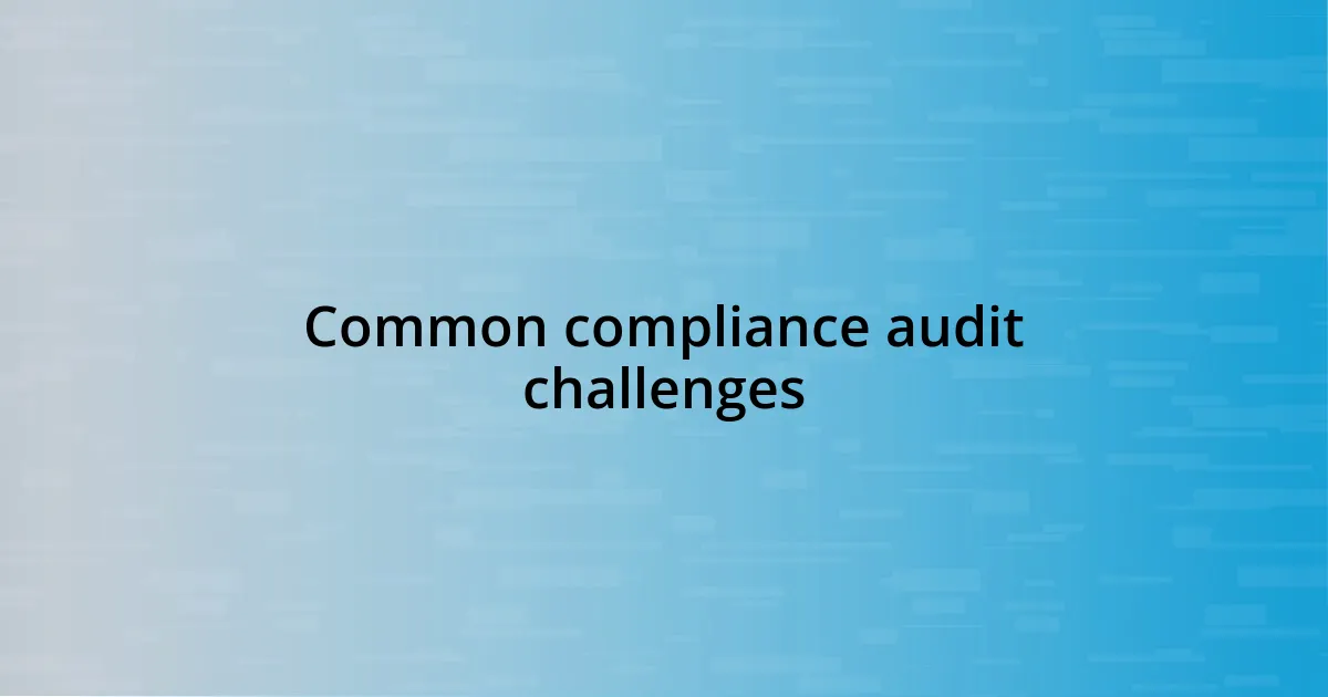 Common compliance audit challenges