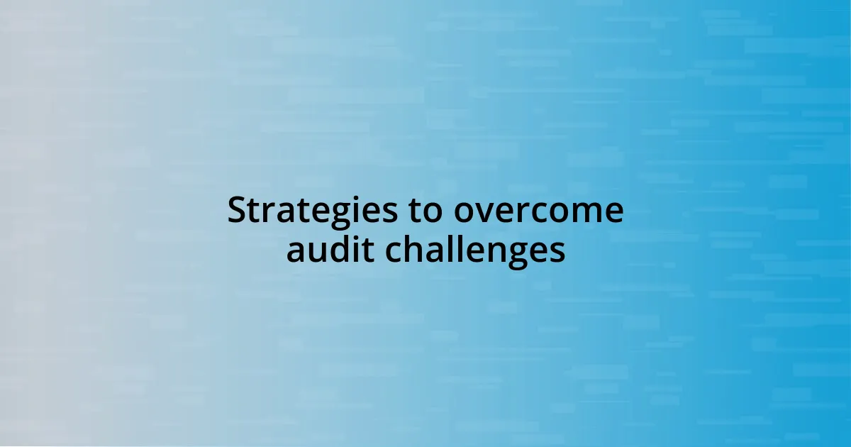 Strategies to overcome audit challenges