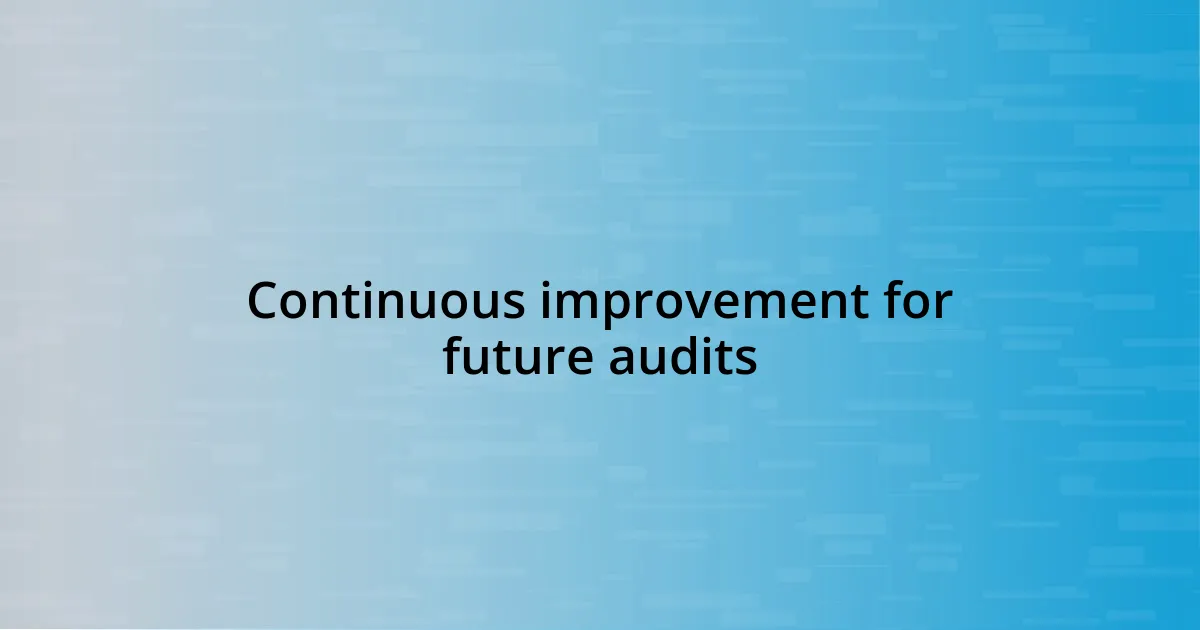 Continuous improvement for future audits