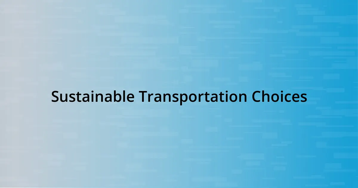 Sustainable Transportation Choices