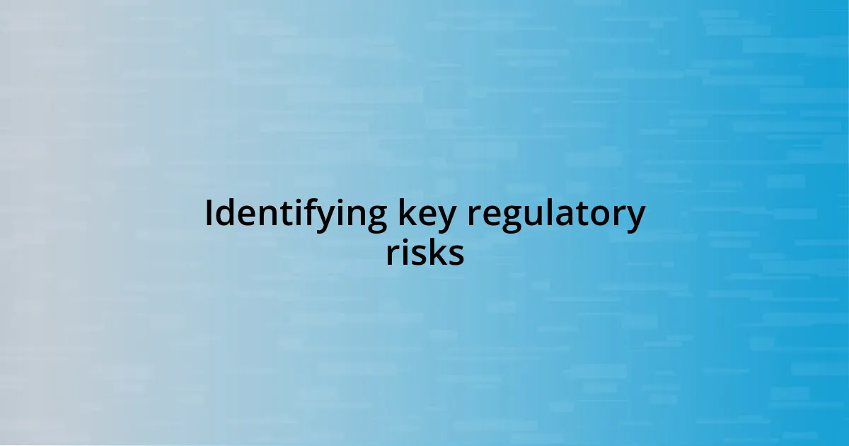 Identifying key regulatory risks