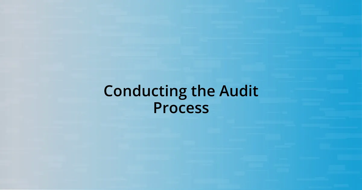 Conducting the Audit Process