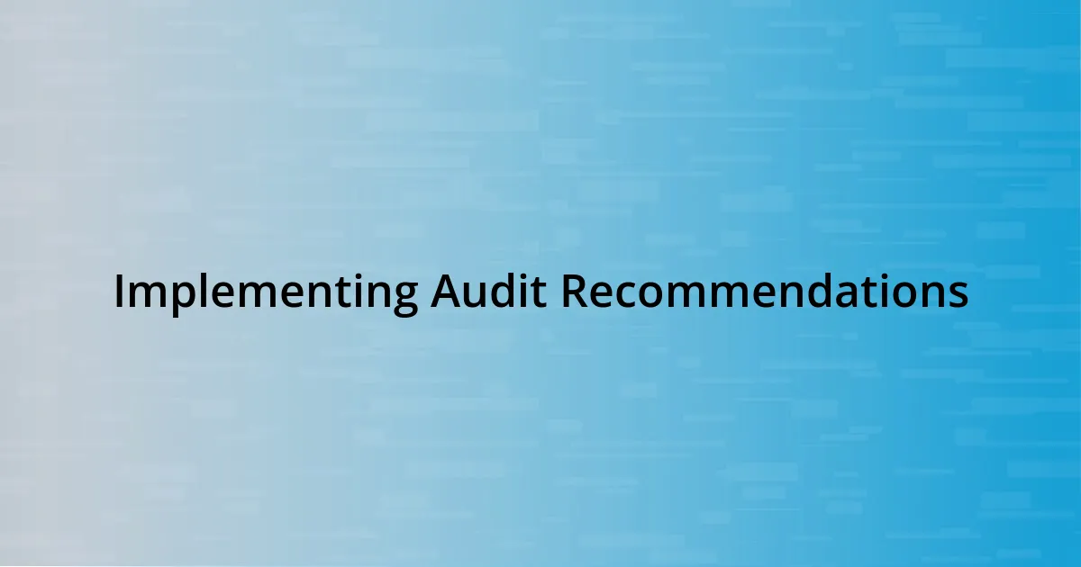 Implementing Audit Recommendations