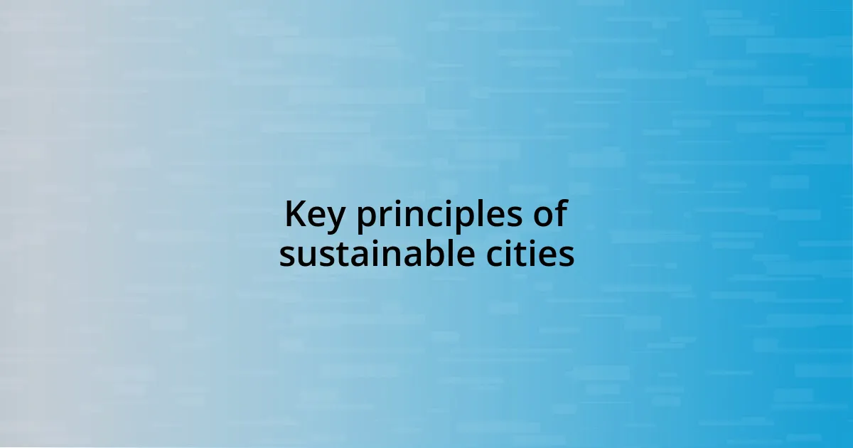 Key principles of sustainable cities