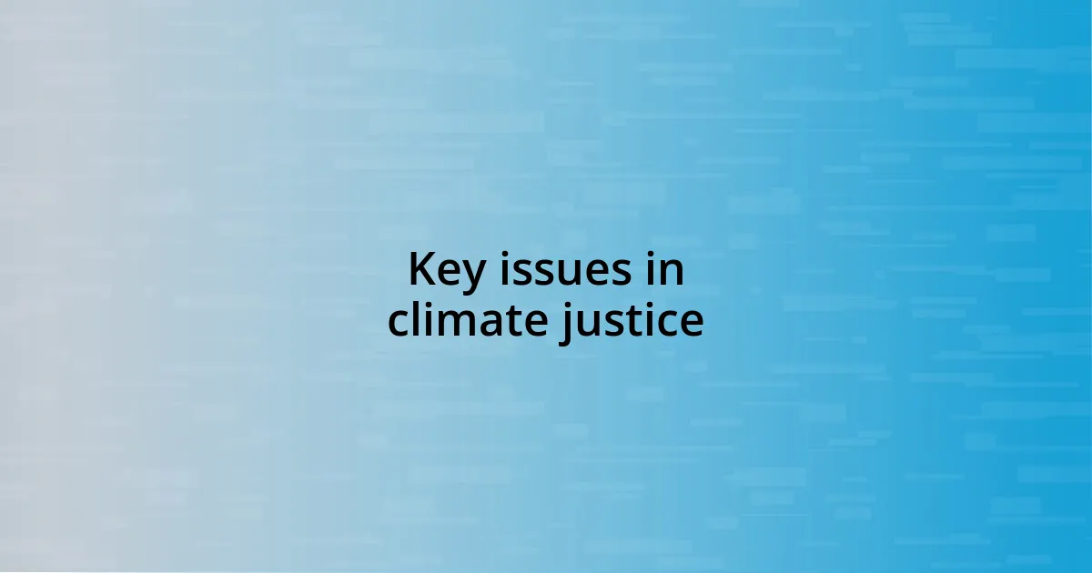 Key issues in climate justice