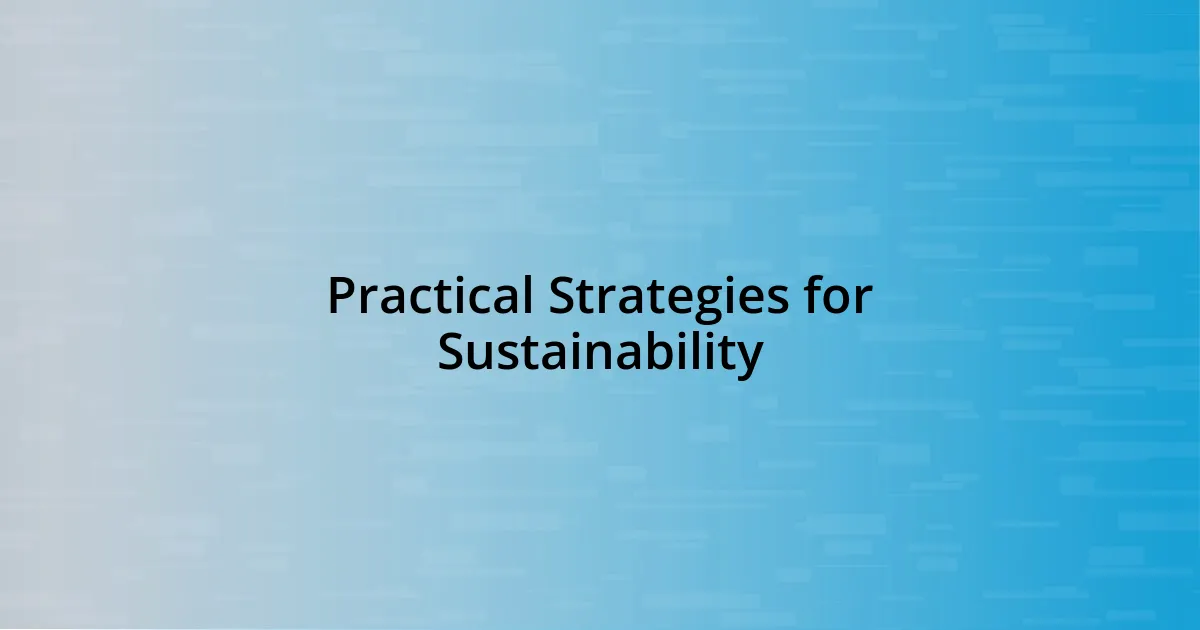 Practical Strategies for Sustainability