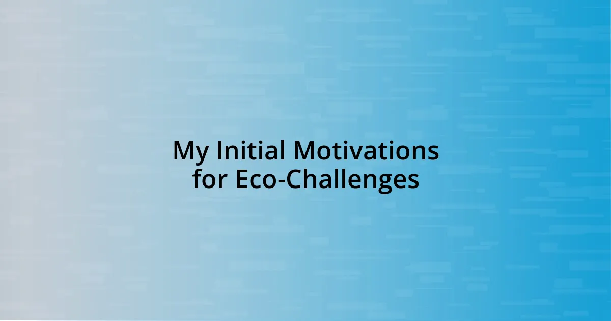 My Initial Motivations for Eco-Challenges