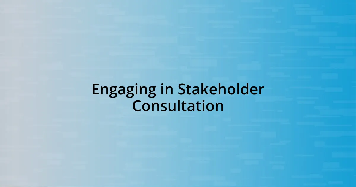 Engaging in Stakeholder Consultation